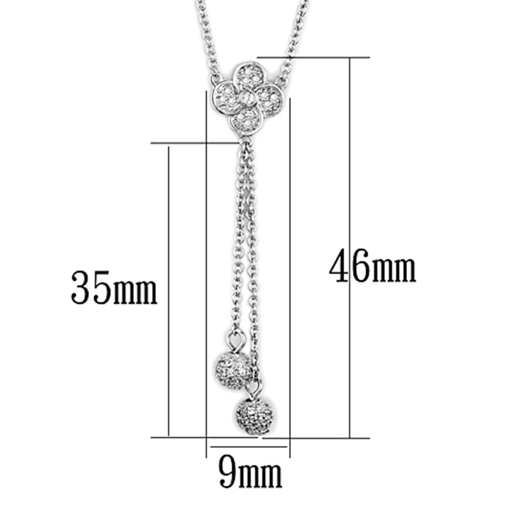 Rhodium Brass Necklace with AAA Grade CZ in Clear