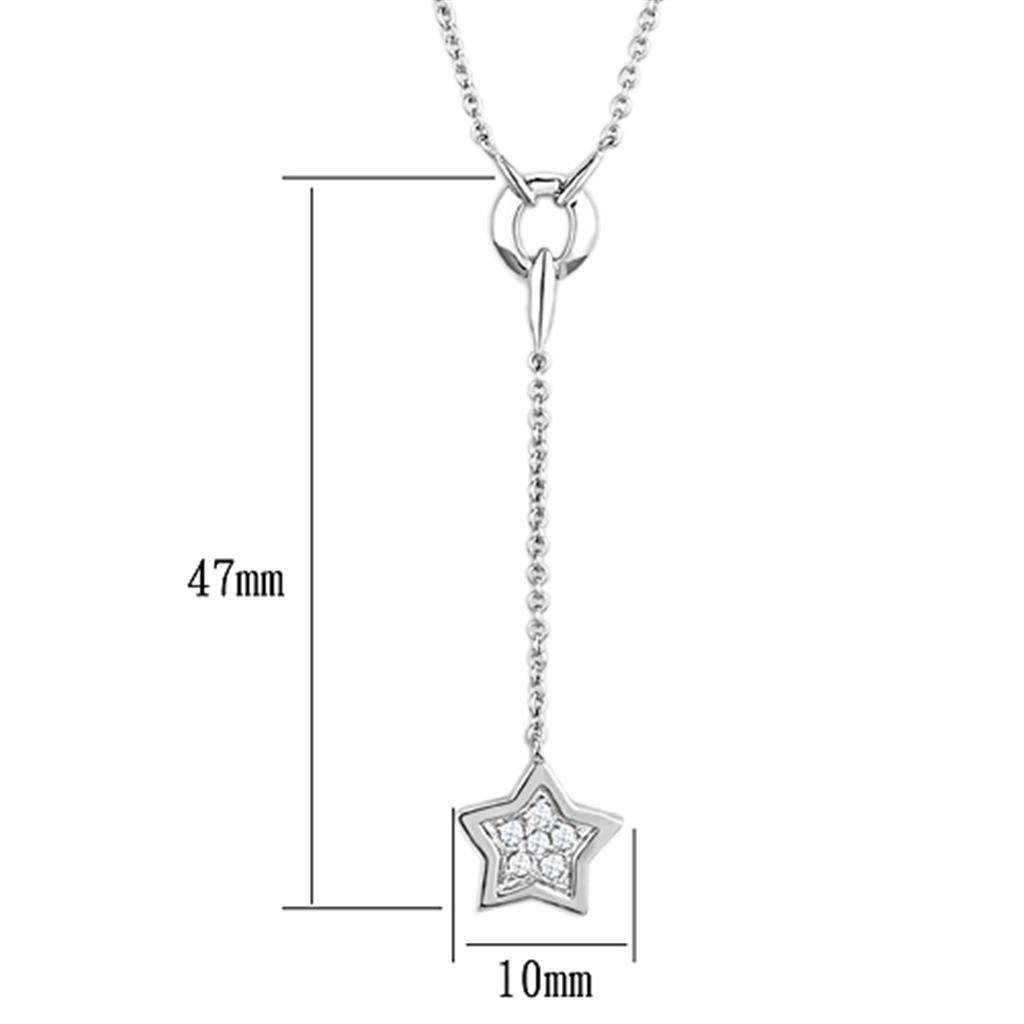 Rhodium Brass Necklace with AAA Grade CZ in Clear