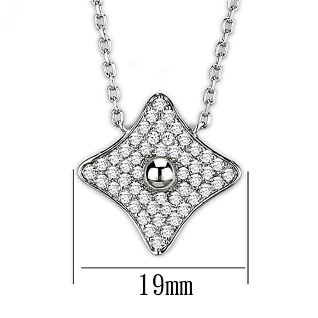 Rhodium Brass Necklace with AAA Grade CZ in Clear