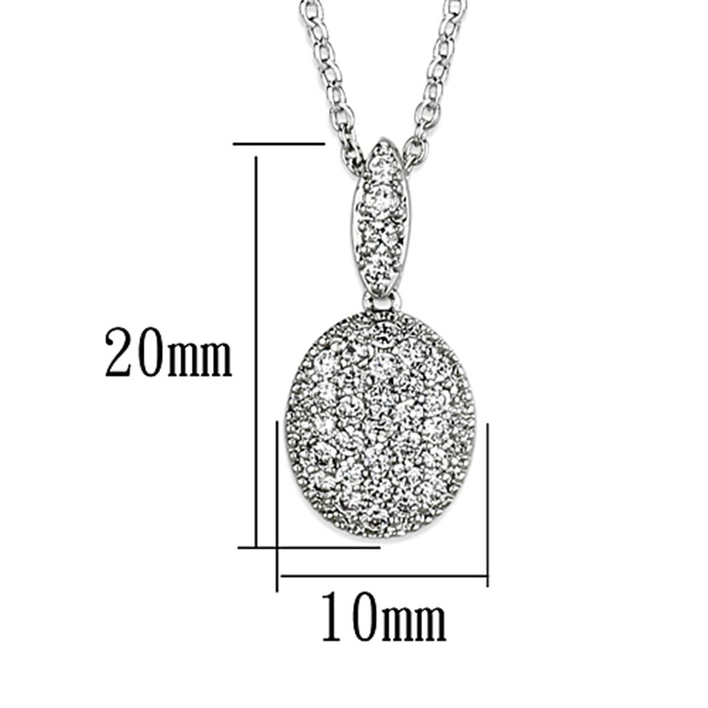 Rhodium Brass Necklace with AAA Grade CZ in Clear
