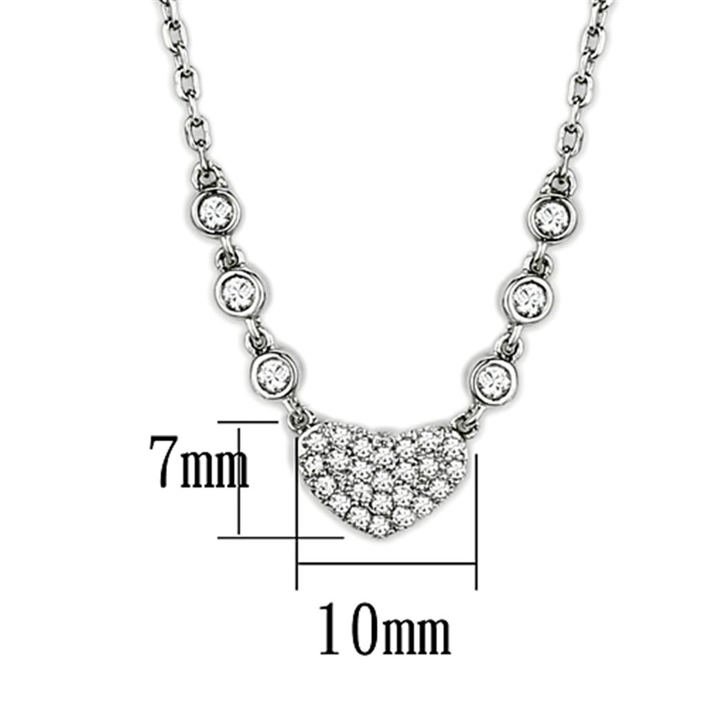Rhodium Brass Necklace with AAA Grade CZ in Clear