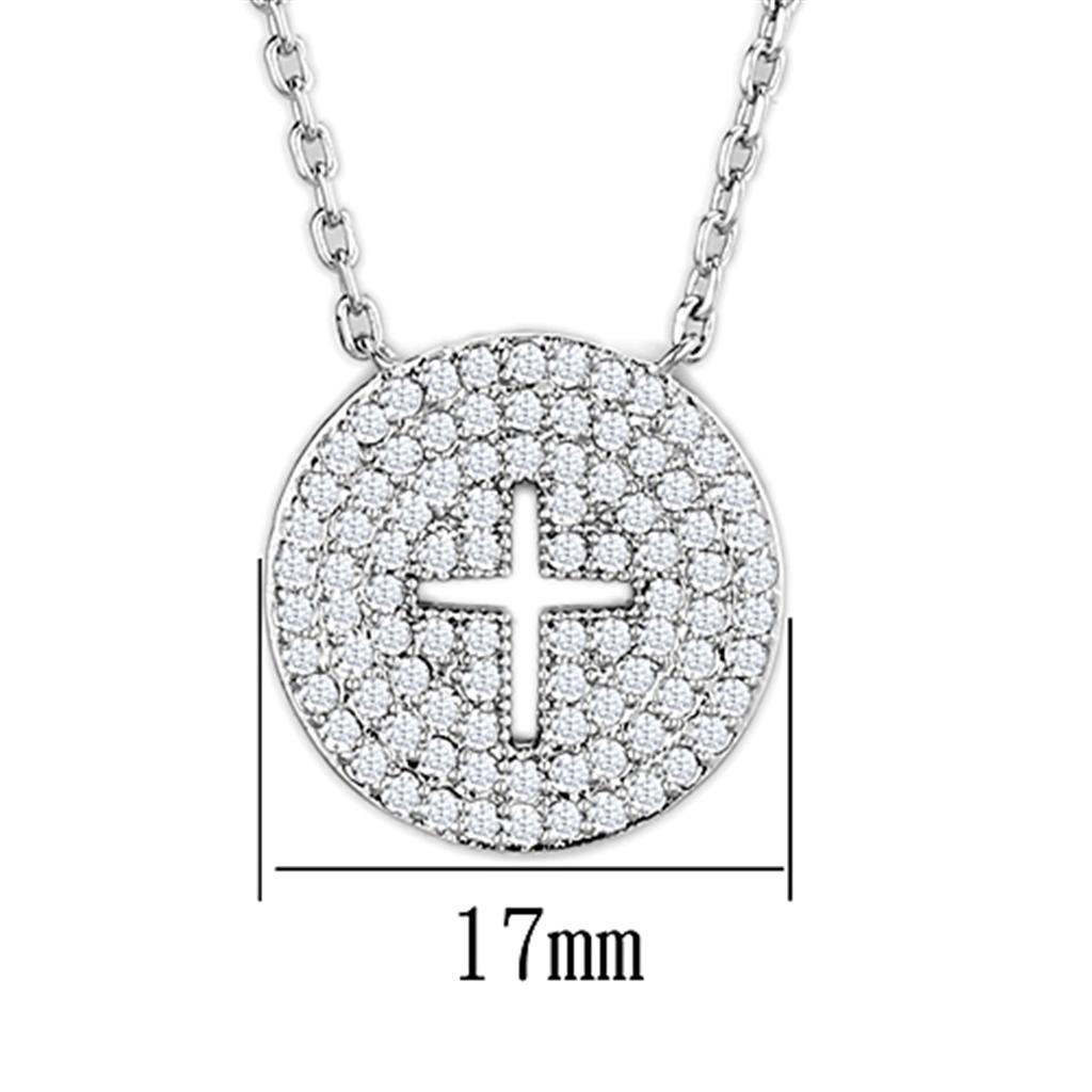 Rhodium Brass Necklace with AAA Grade CZ in Clear