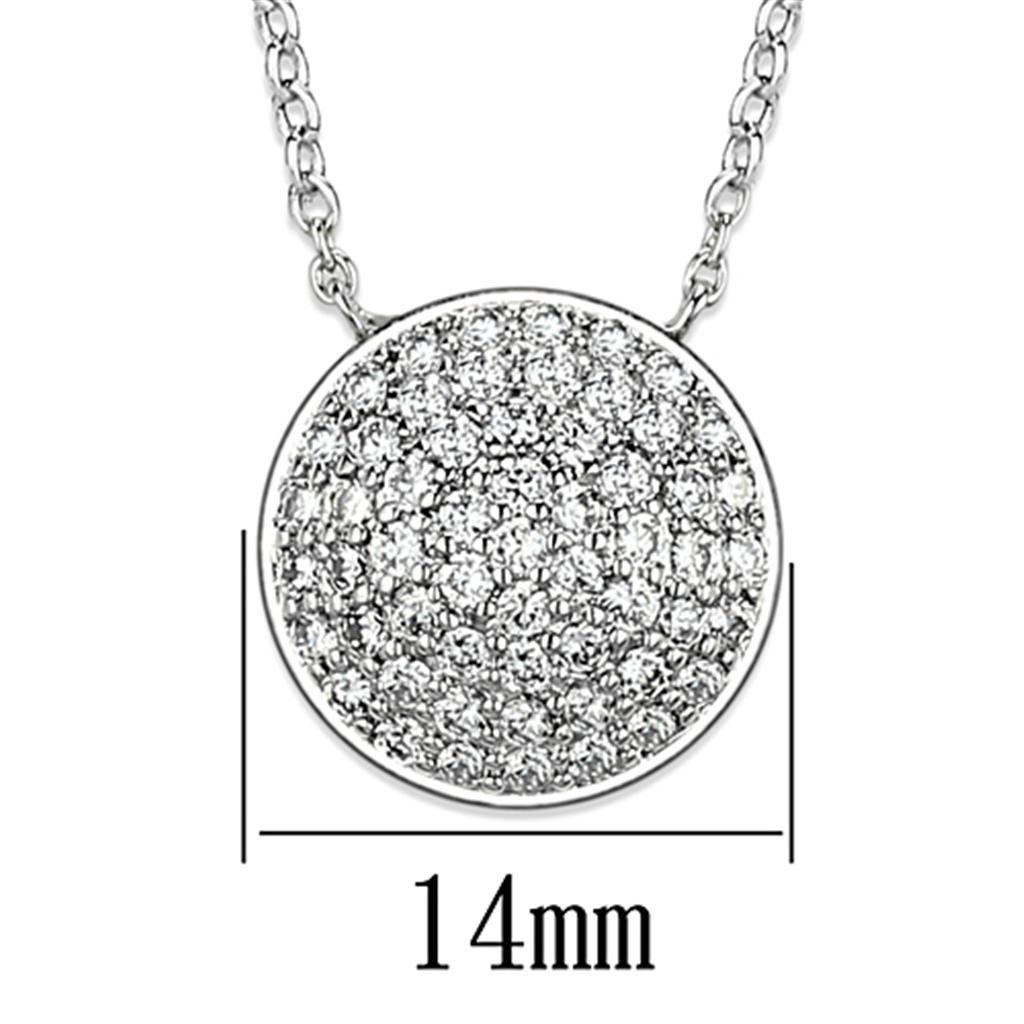 Rhodium Brass Necklace with AAA Grade CZ in Clear