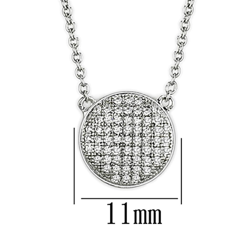Rhodium Brass Necklace with AAA Grade CZ in Clear