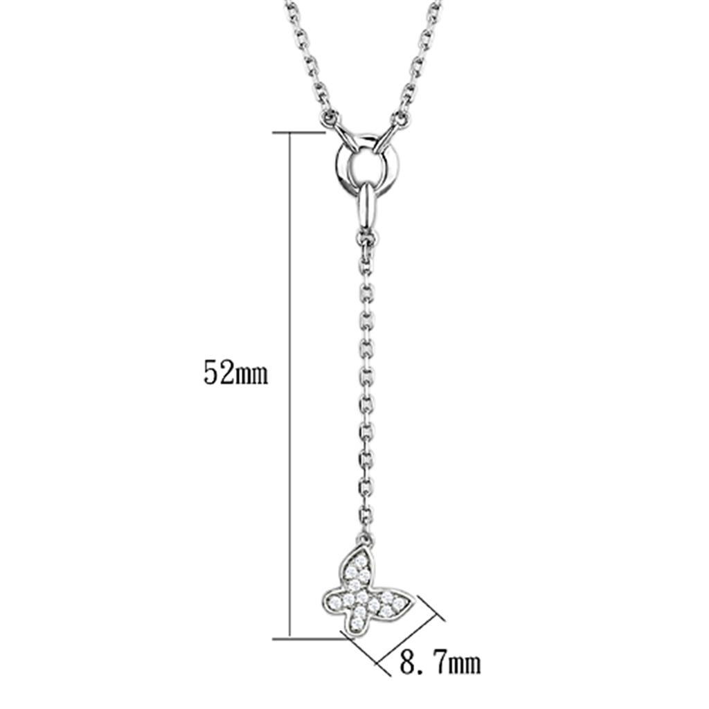 Rhodium Brass Necklace with AAA Grade CZ in Clear