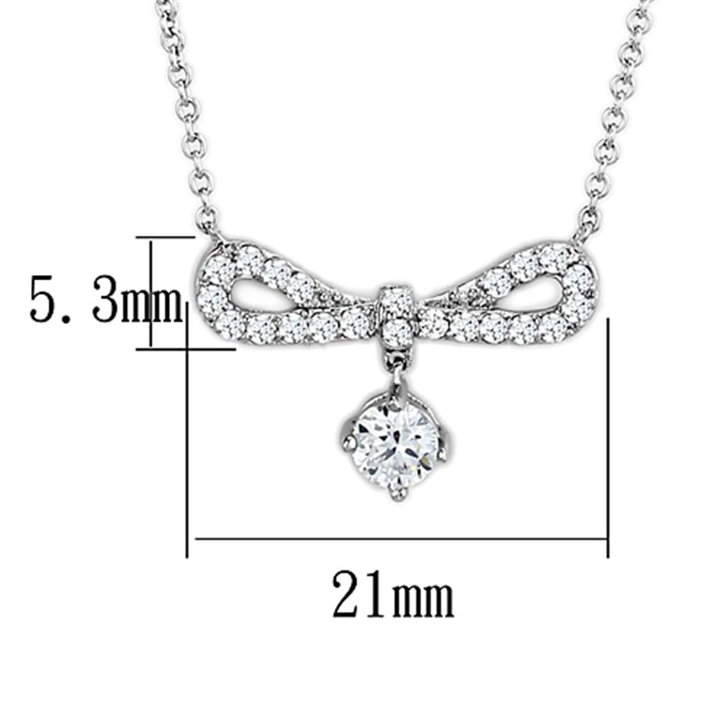Rhodium Brass Necklace with AAA Grade CZ in Clear