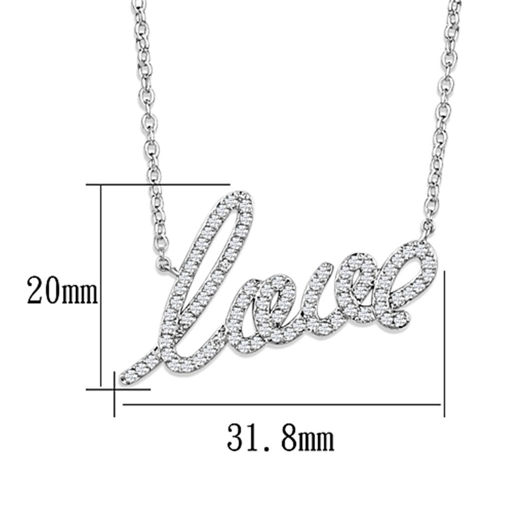 Rhodium Brass Necklace with AAA Grade CZ in Clear