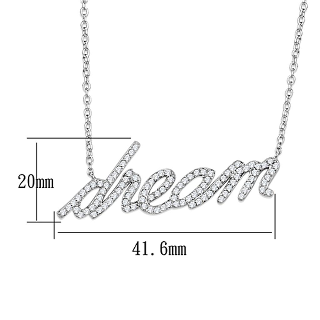 Rhodium Brass Necklace with AAA Grade CZ in Clear