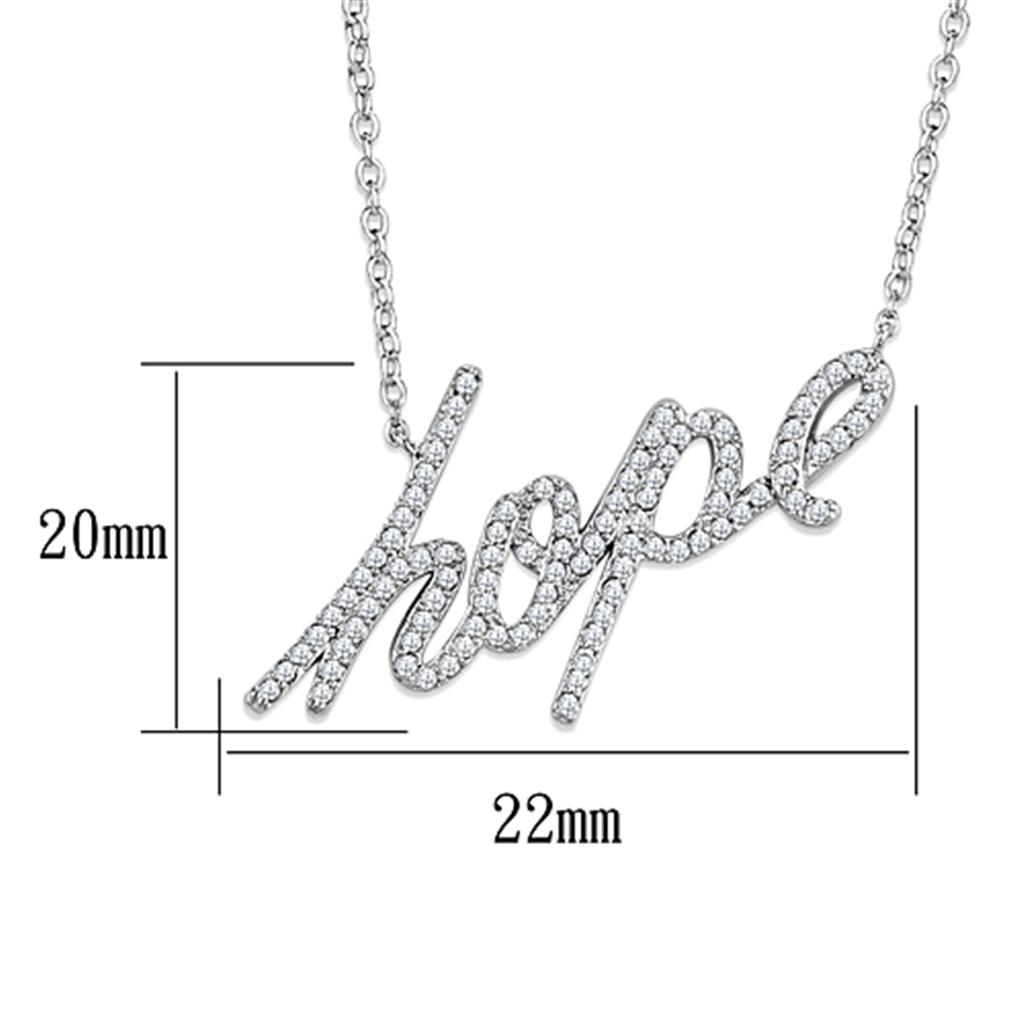 Rhodium Brass Necklace with AAA Grade CZ in Clear