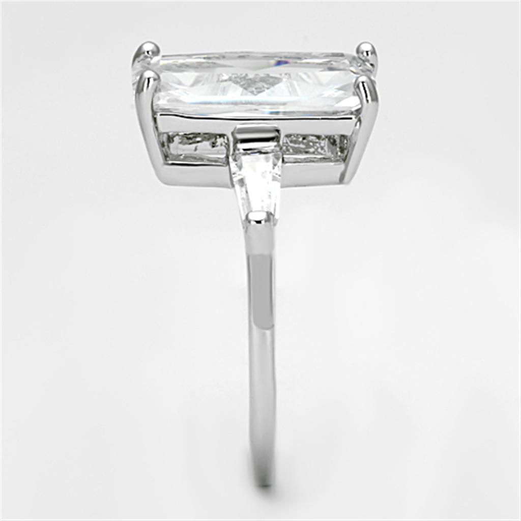 Rhodium Brass Ring with AAA Grade CZ in Clear