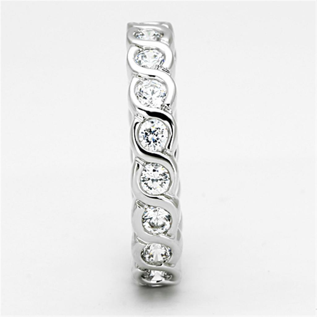 Rhodium Brass Ring with AAA Grade CZ in Clear