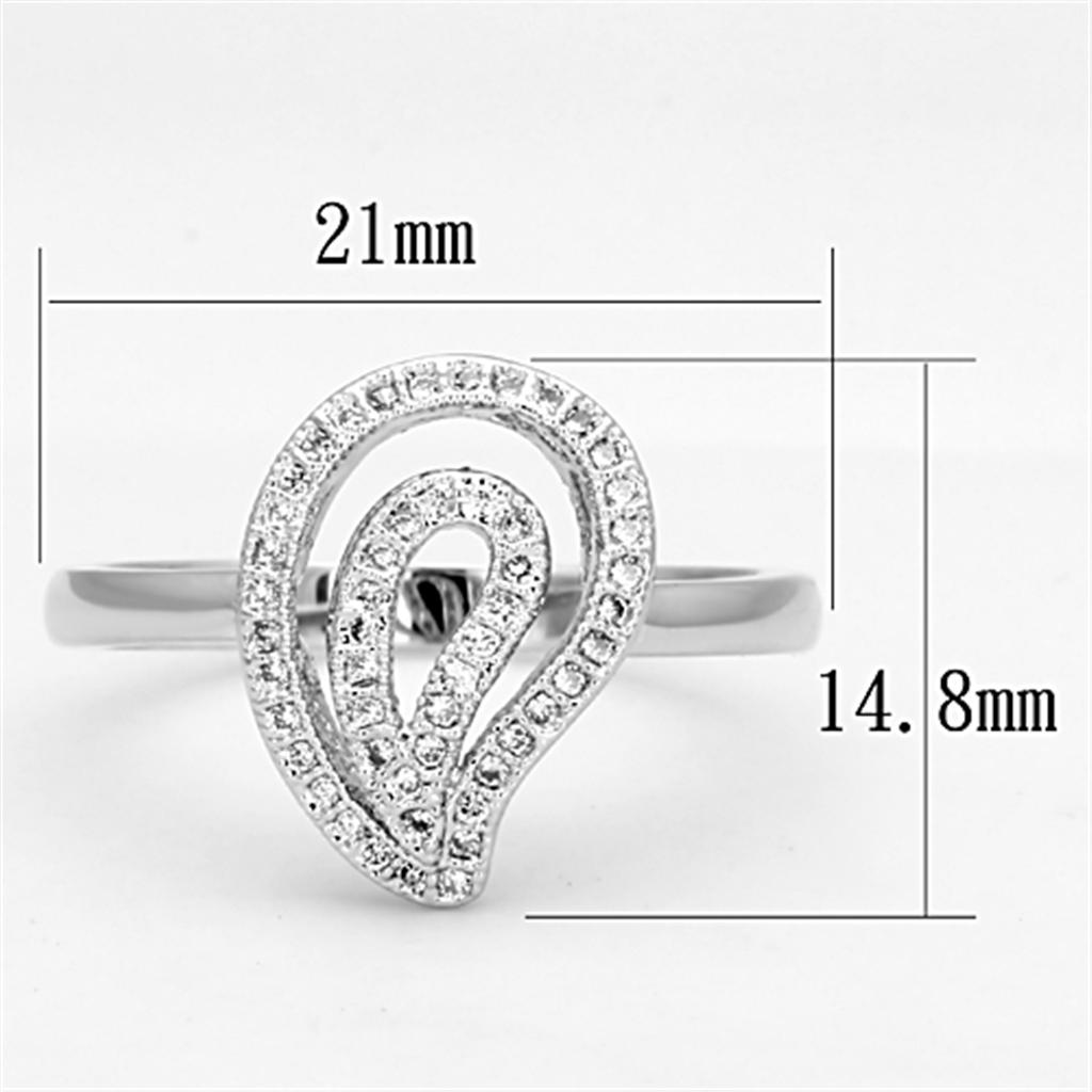 Rhodium Brass Ring with AAA Grade CZ in Clear