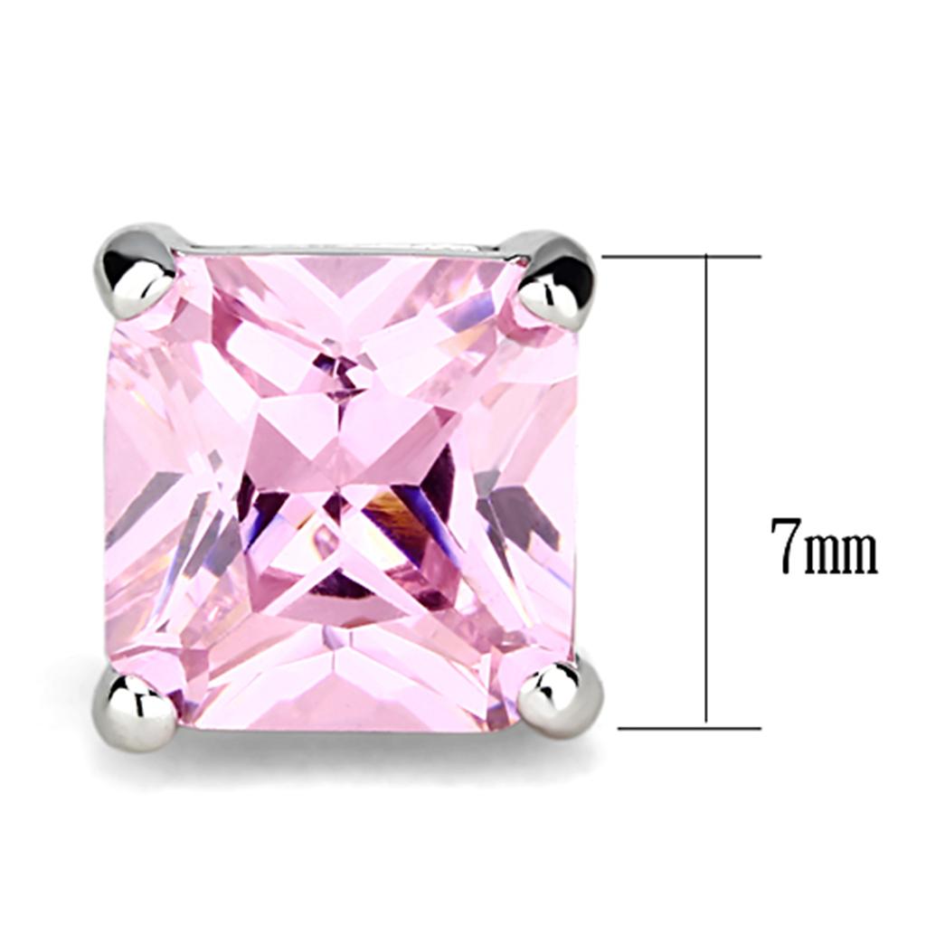 Rhodium Brass Earrings with AAA Grade CZ in Rose