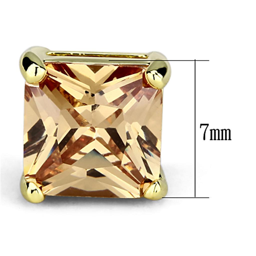 Gold Brass Earrings with AAA Grade CZ in Champagne