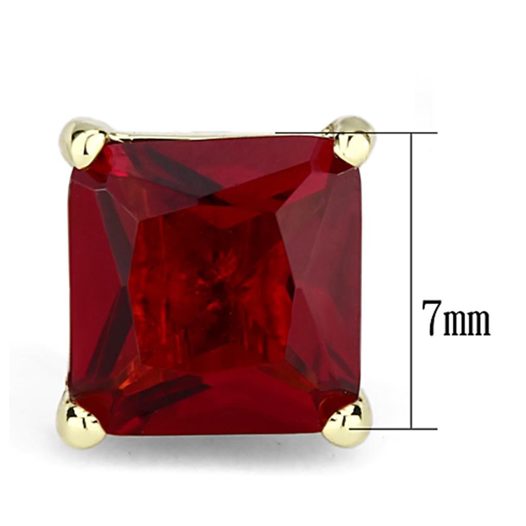 Gold Brass Earrings with Synthetic Synthetic Glass in Siam