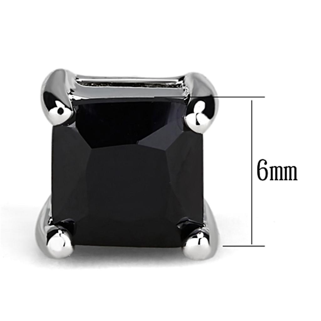 Rhodium Brass Earrings with AAA Grade CZ in Black Diamond