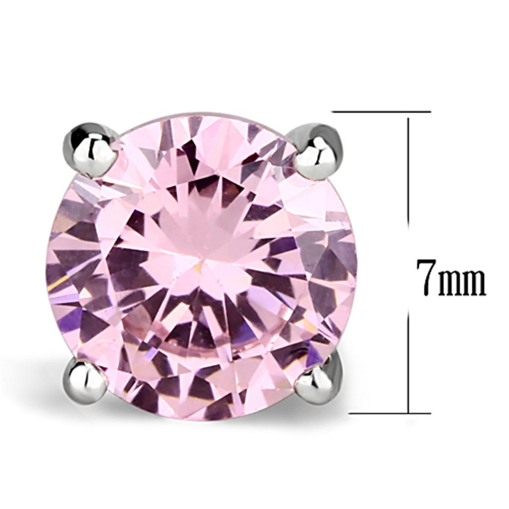 Rhodium Brass Earrings with AAA Grade CZ in Rose