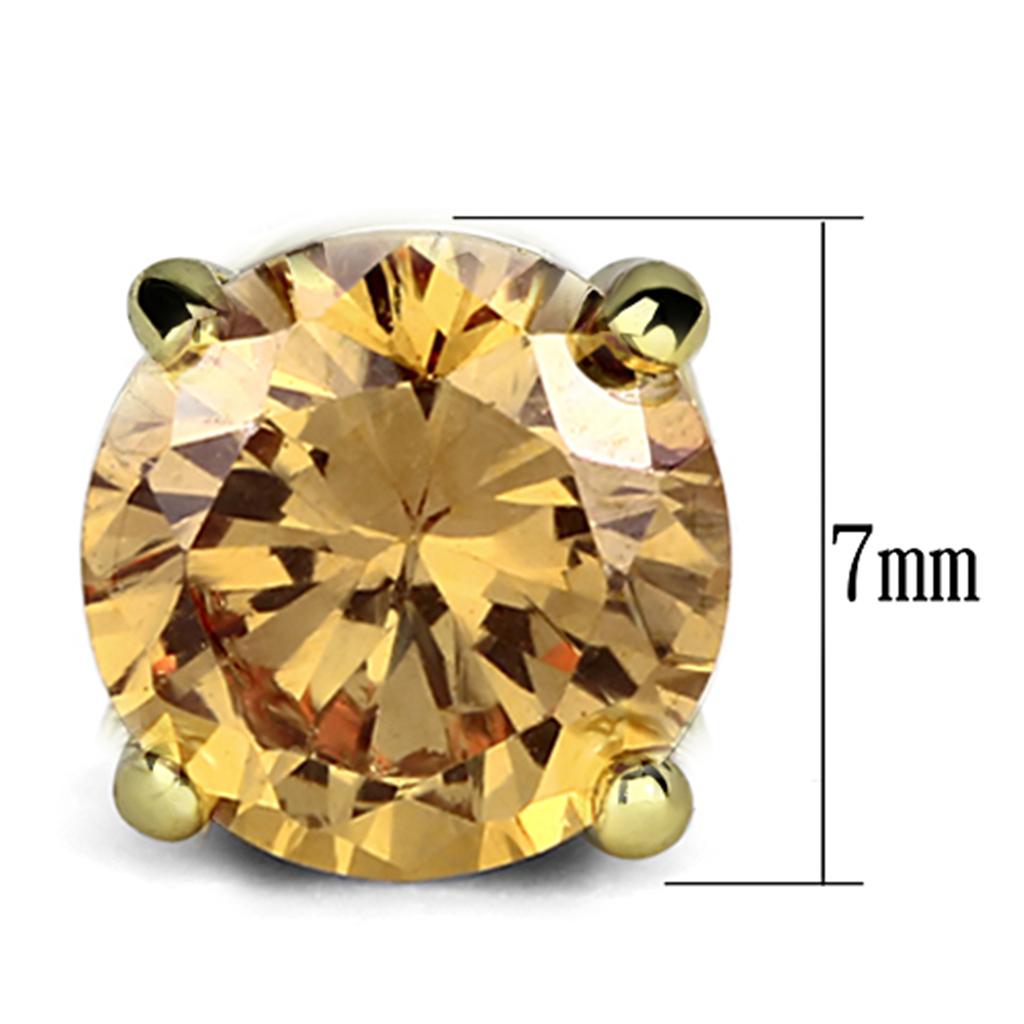 Gold Brass Earrings with AAA Grade CZ in Champagne