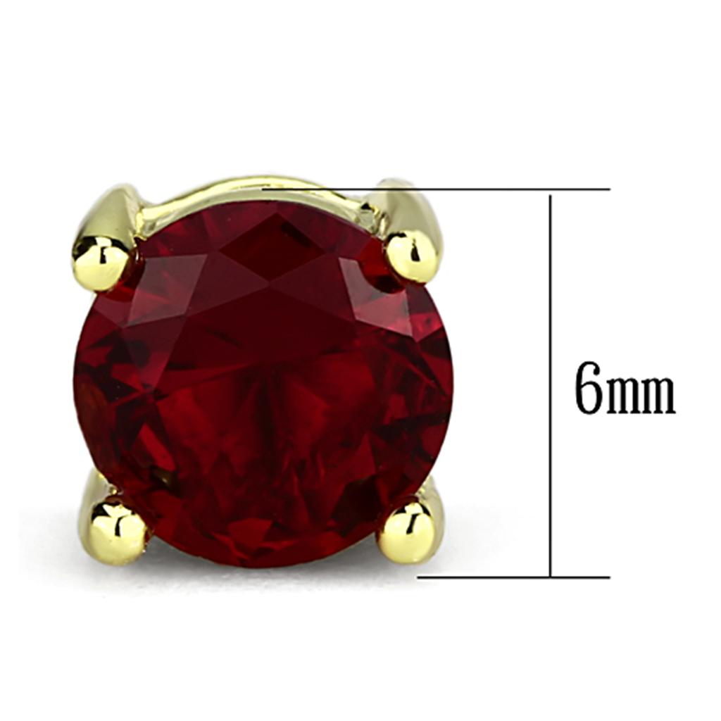 Gold Brass Earrings with Synthetic Synthetic Glass in Siam