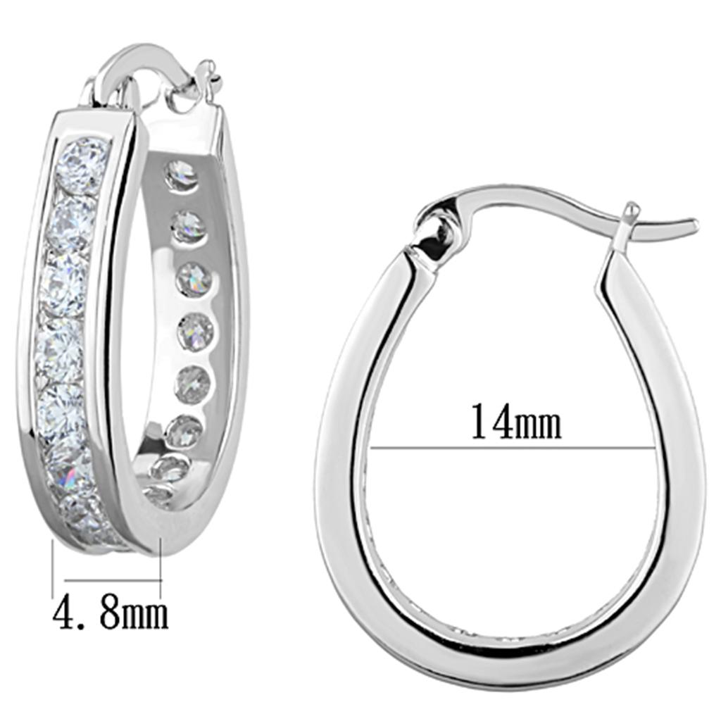 Rhodium Brass Earrings with AAA Grade CZ in Clear