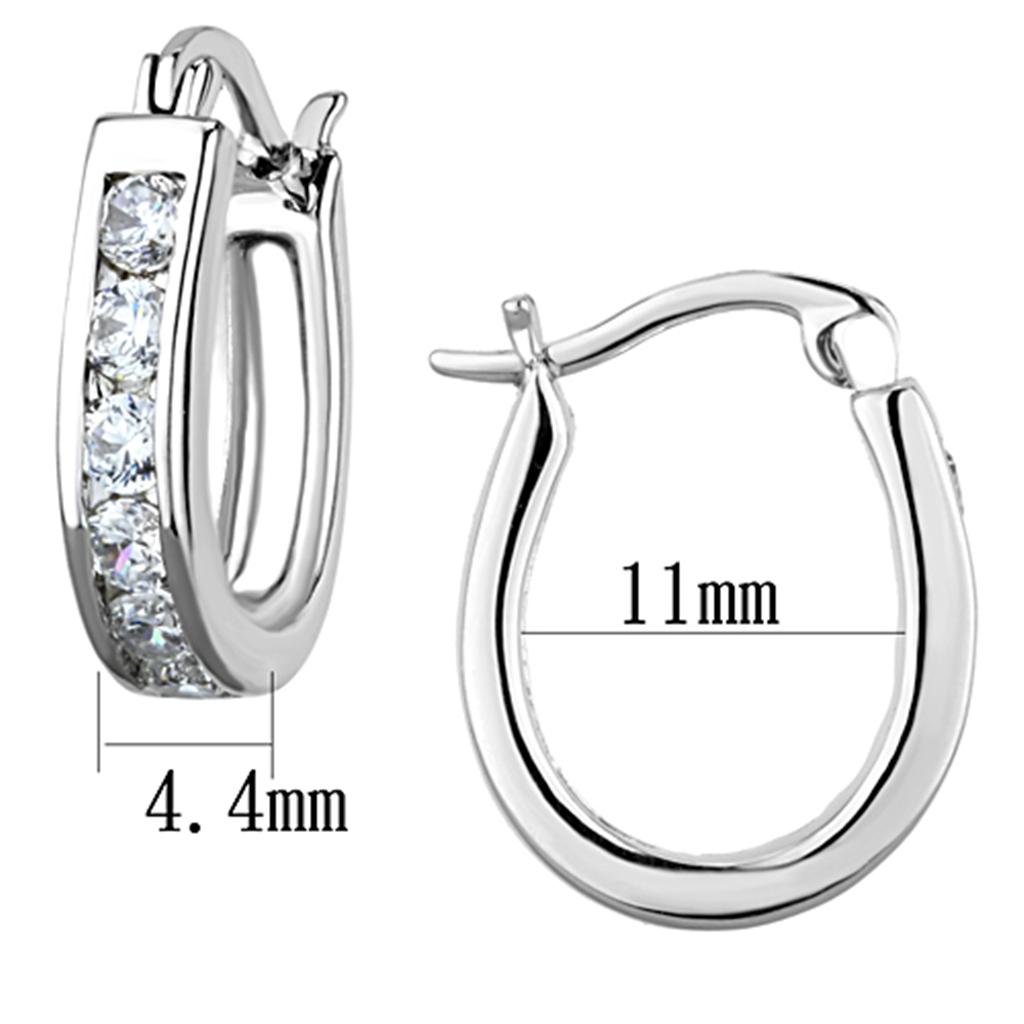 Rhodium Brass Earrings with AAA Grade CZ in Clear