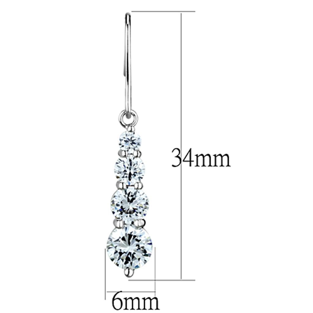 Rhodium Brass Earrings with AAA Grade CZ in Clear