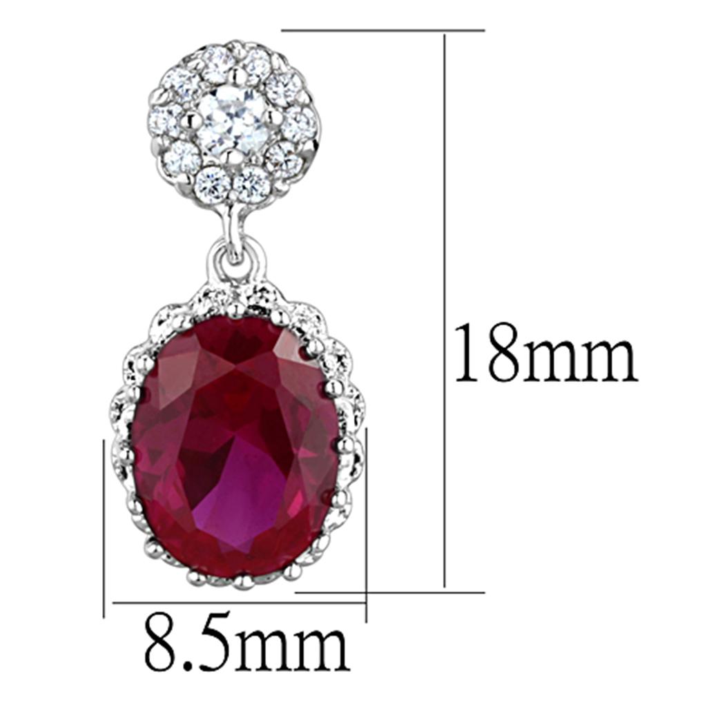 Rhodium Brass Earrings with AAA Grade CZ in Ruby