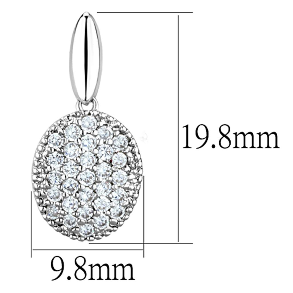 Rhodium Brass Earrings with AAA Grade CZ in Clear