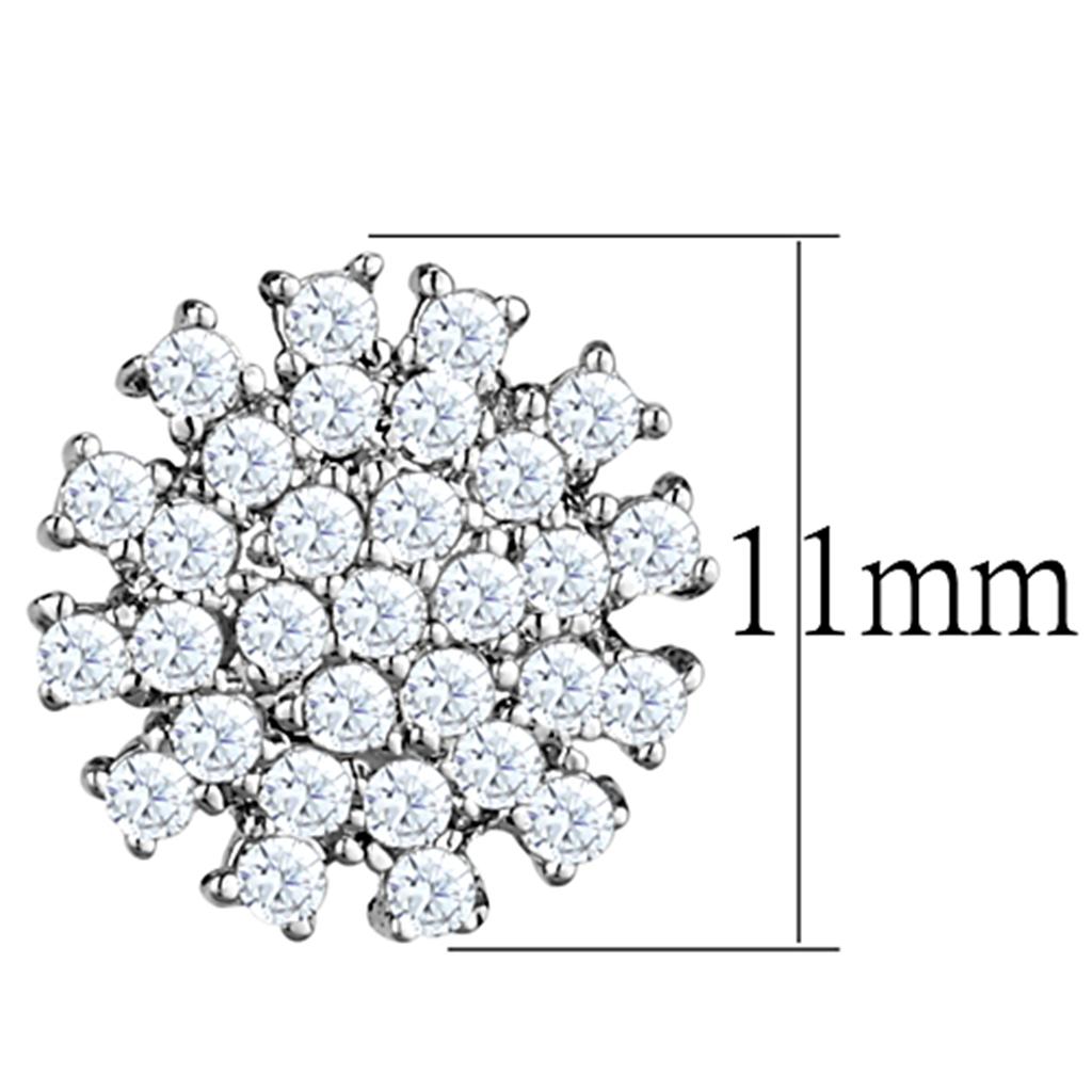 Rhodium Brass Earrings with AAA Grade CZ in Clear