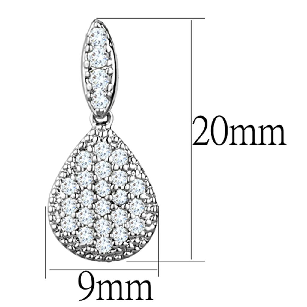 Rhodium Brass Earrings with AAA Grade CZ in Clear