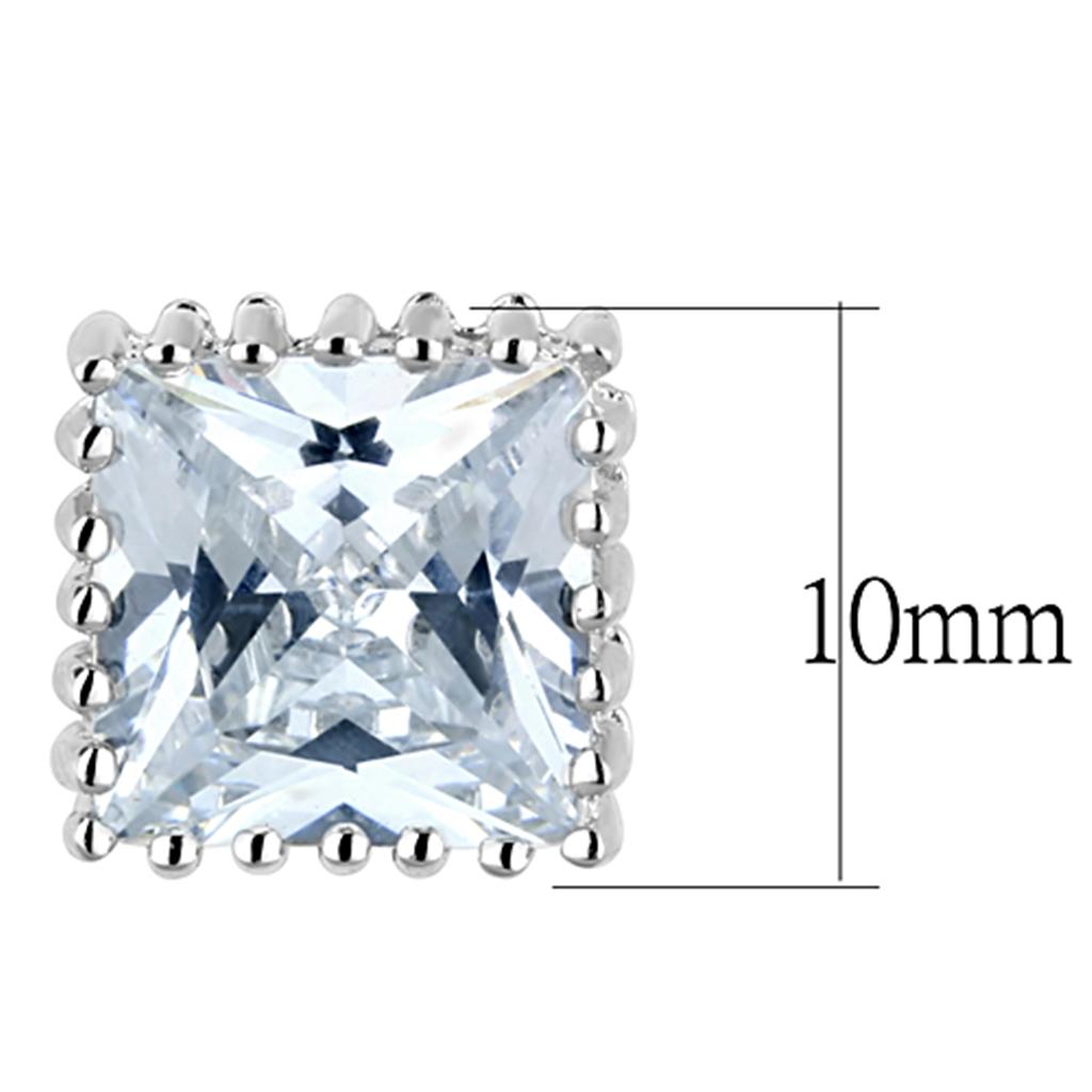 Rhodium Brass Earrings with AAA Grade CZ in Clear