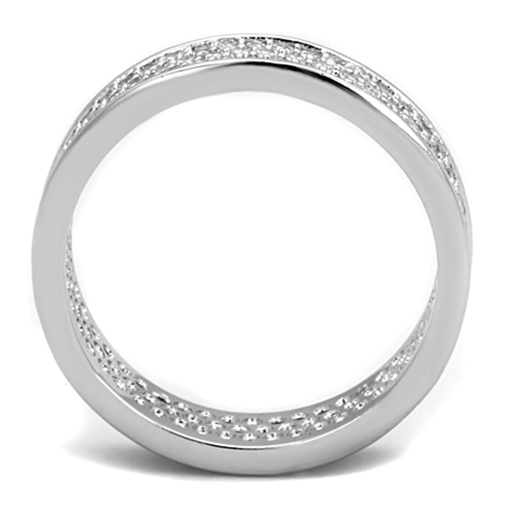 Rhodium Brass Ring with AAA Grade CZ in Clear