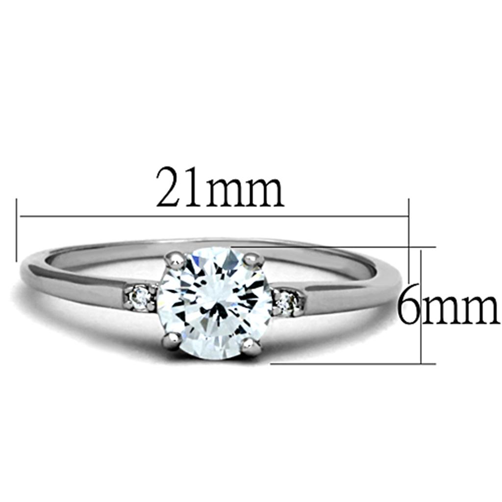 Rhodium Brass Ring with AAA Grade CZ in Clear