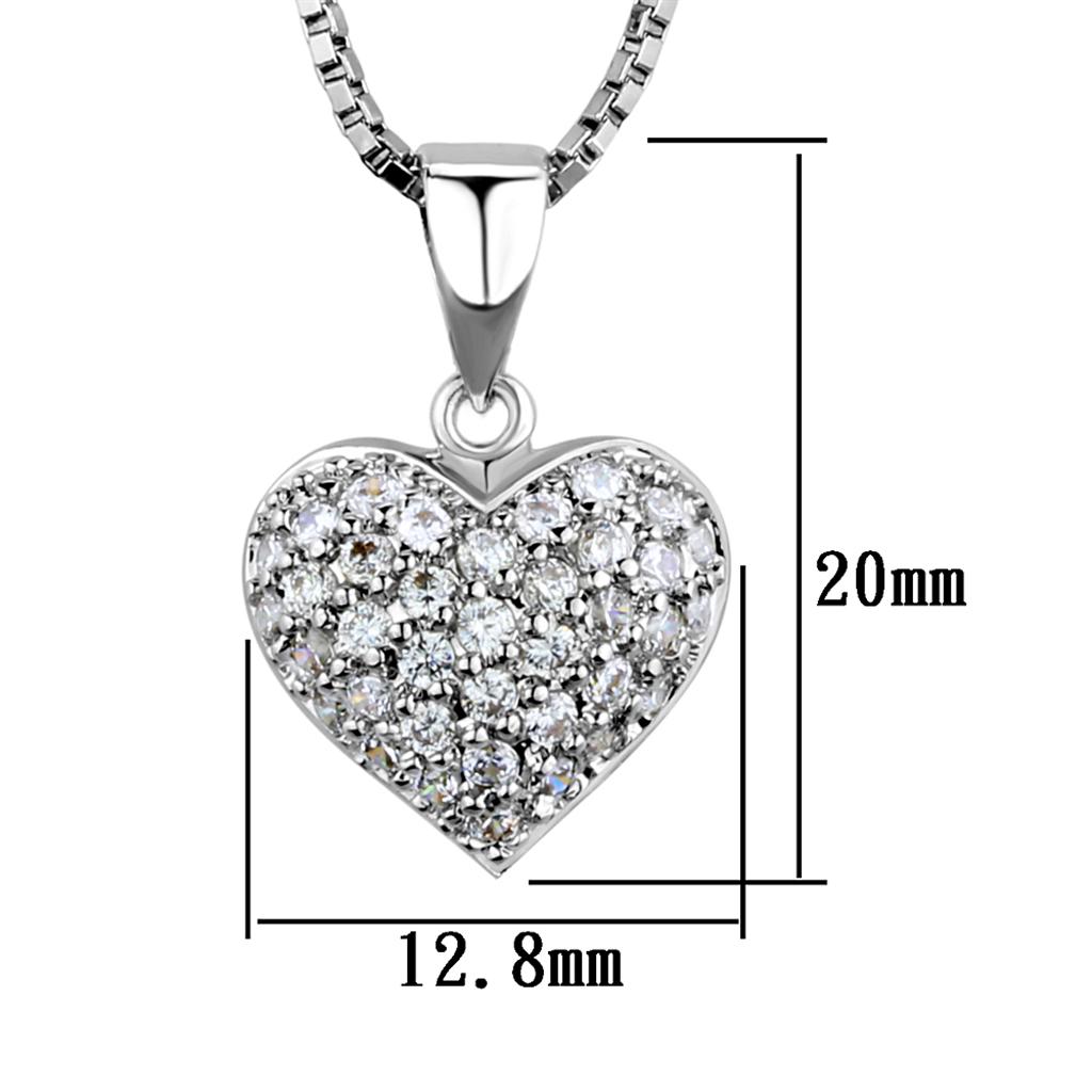 Rhodium Brass Chain Pendant with AAA Grade CZ in Clear