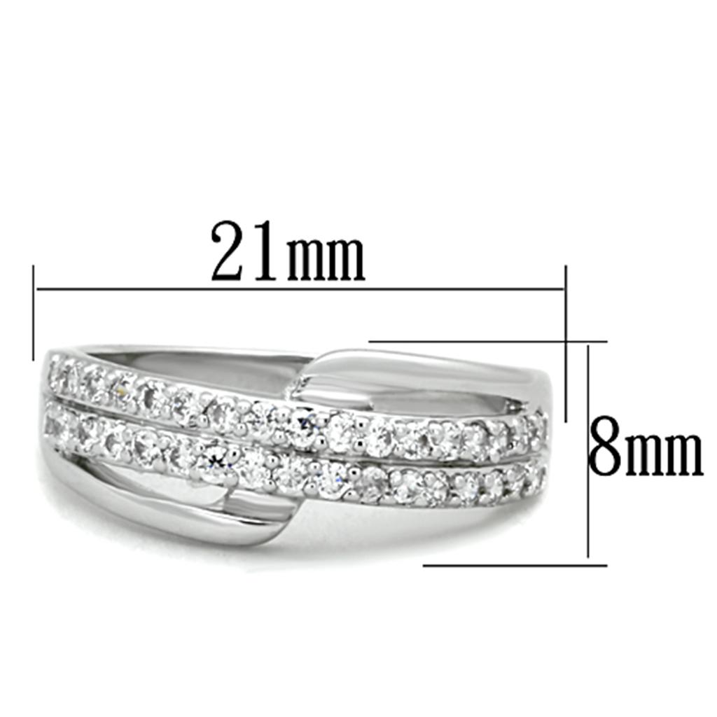 Rhodium Brass Ring with AAA Grade CZ in Clear