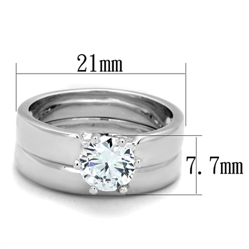 Rhodium Brass Ring with AAA Grade CZ in Clear