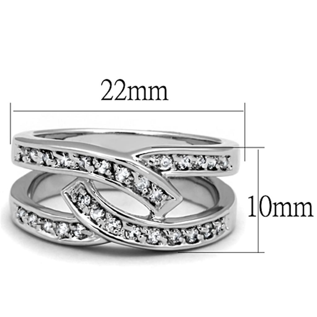 Rhodium Brass Ring with AAA Grade CZ in Clear
