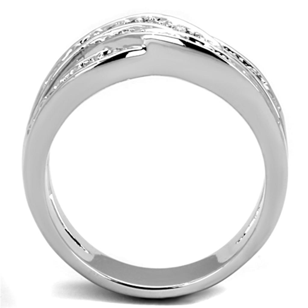 Rhodium Brass Ring with AAA Grade CZ in Clear