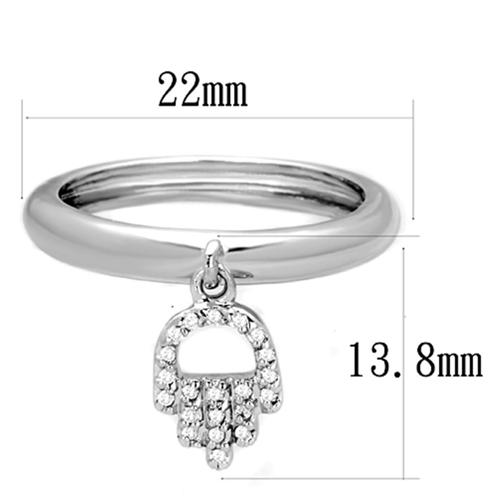 Rhodium Brass Ring with AAA Grade CZ in Clear