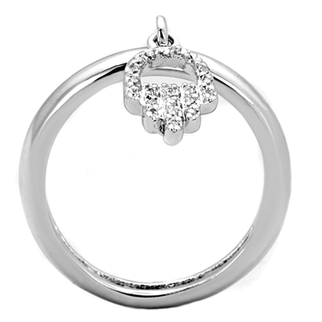 Rhodium Brass Ring with AAA Grade CZ in Clear