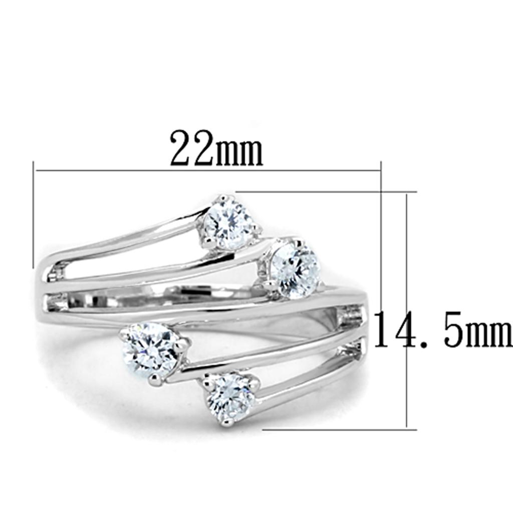 Rhodium Brass Ring with AAA Grade CZ in Clear