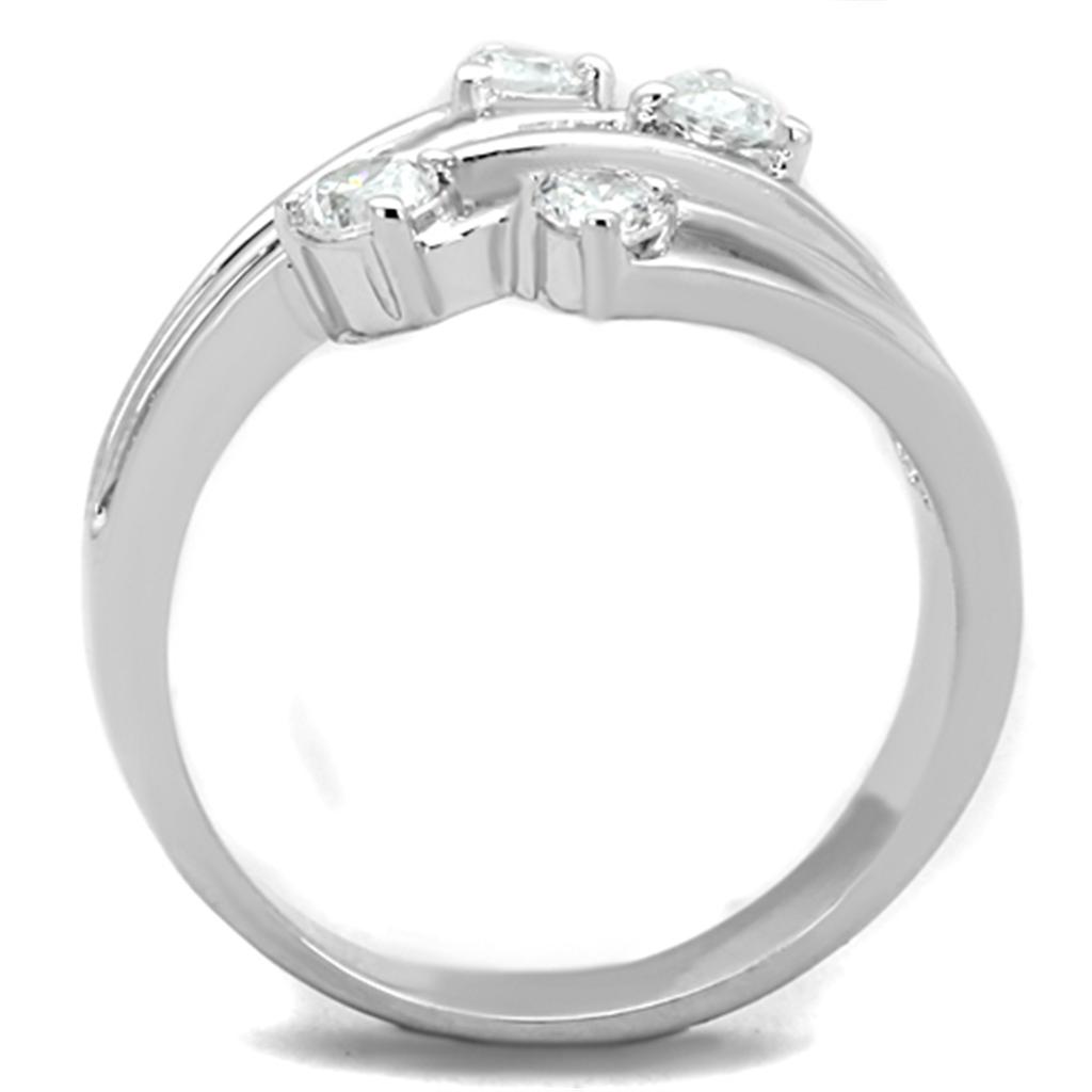 Rhodium Brass Ring with AAA Grade CZ in Clear
