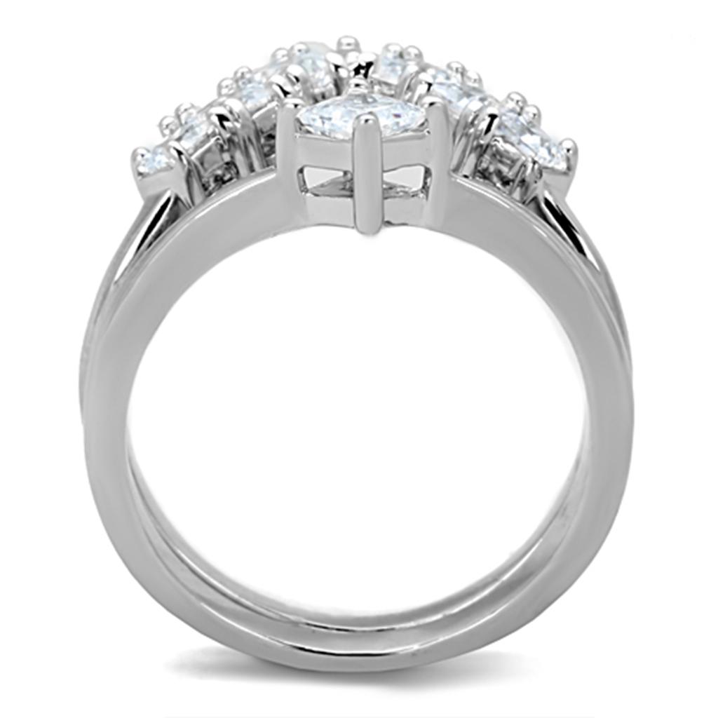 Rhodium Brass Ring with AAA Grade CZ in Clear