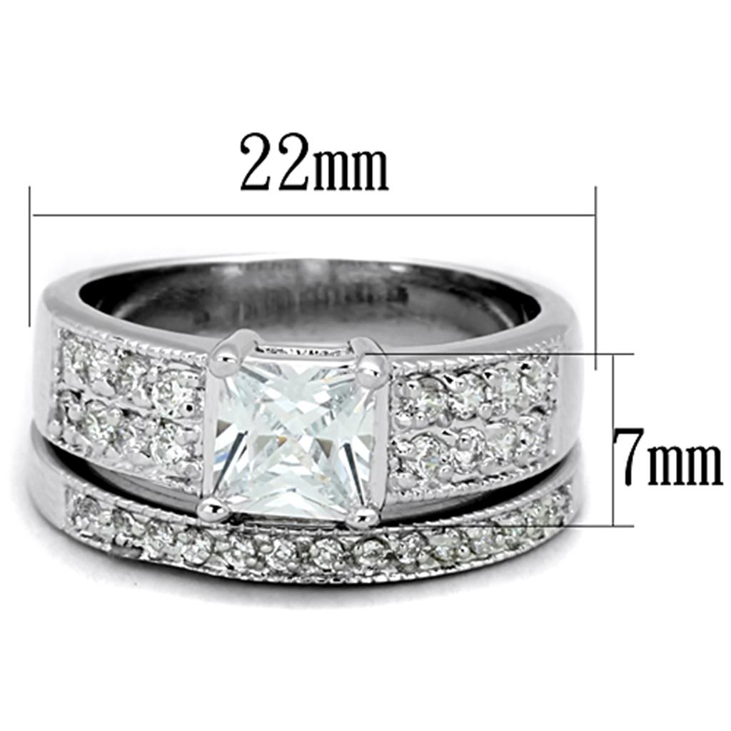 Rhodium Brass Ring with AAA Grade CZ in Clear