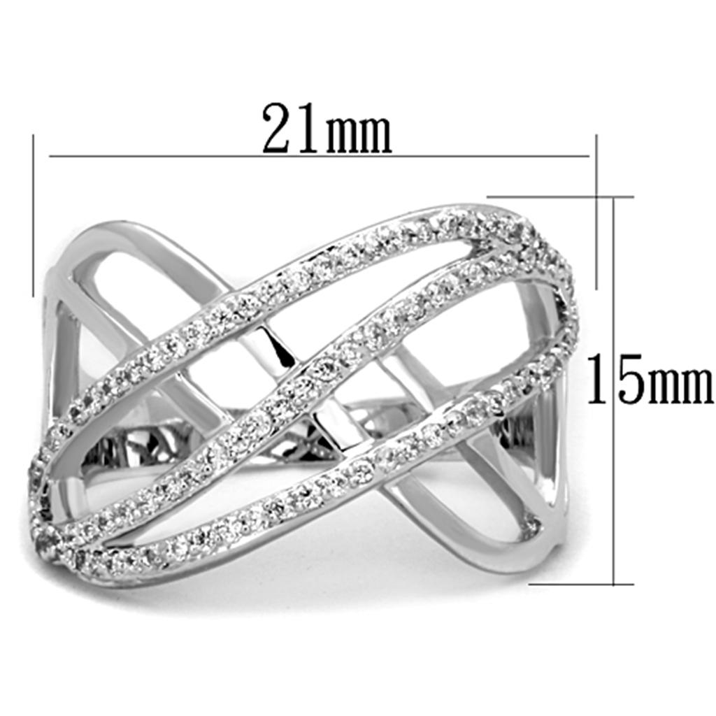 Rhodium Brass Ring with AAA Grade CZ in Clear