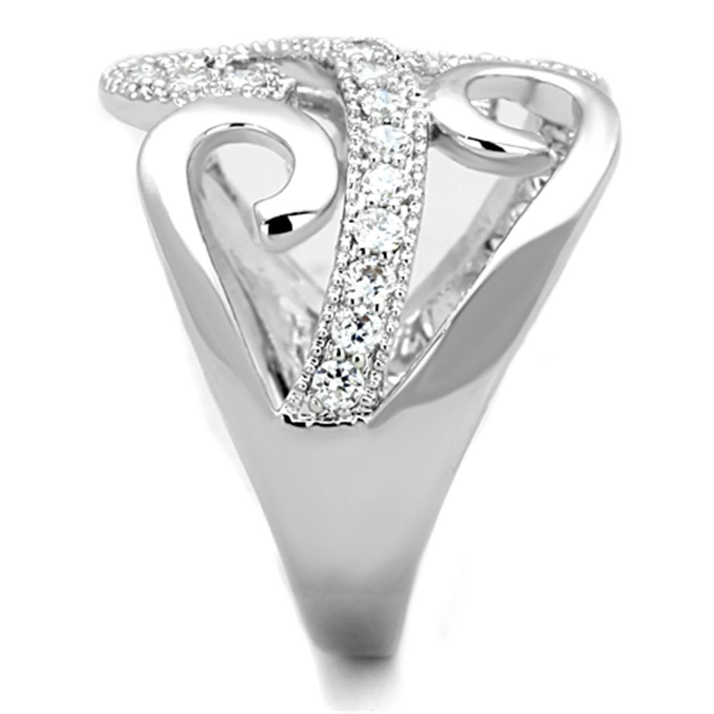 Rhodium Brass Ring with AAA Grade CZ in Clear