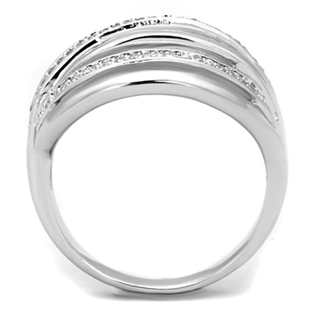 Rhodium Brass Ring with AAA Grade CZ in Clear