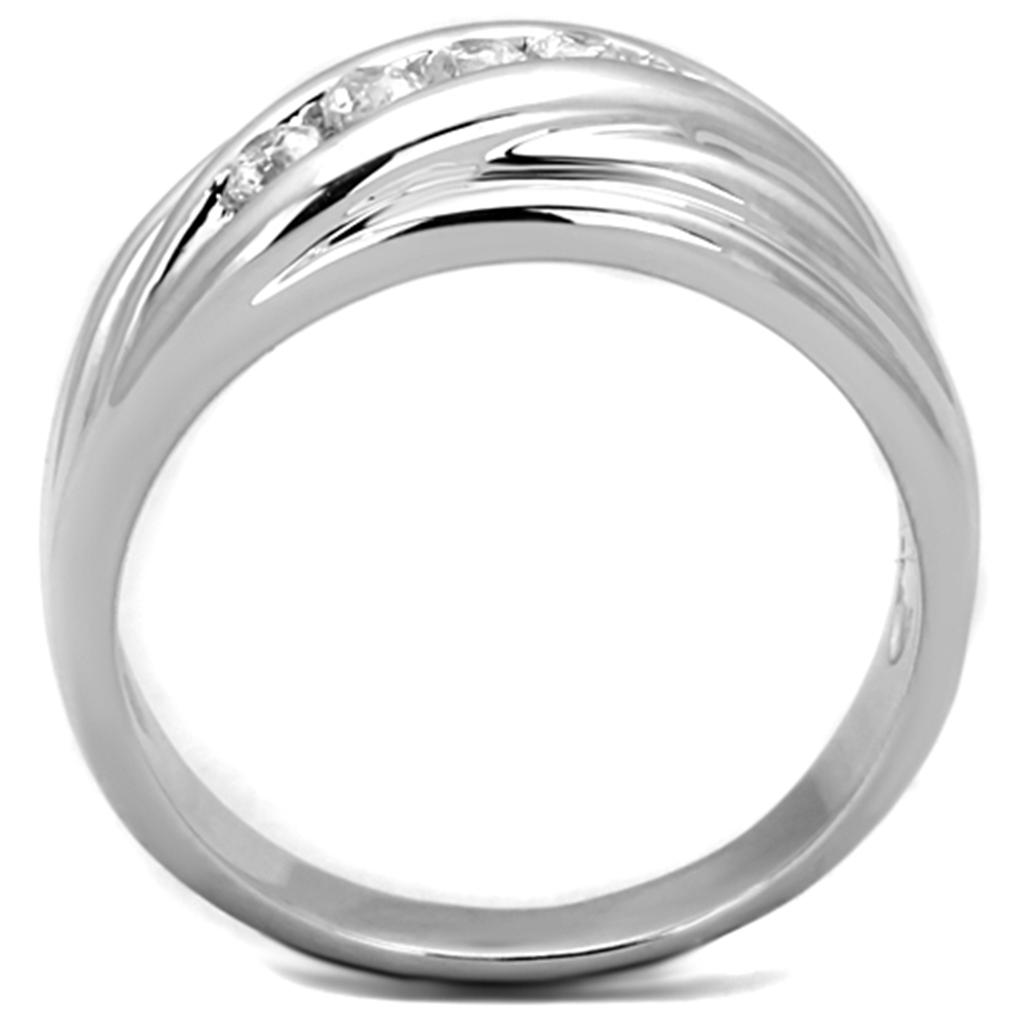 Rhodium Brass Ring with AAA Grade CZ in Clear