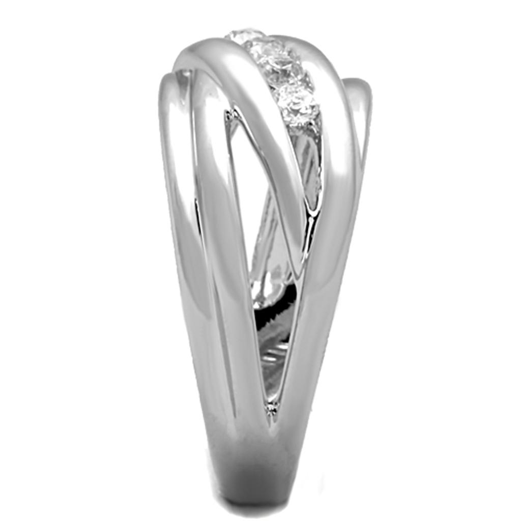 Rhodium Brass Ring with AAA Grade CZ in Clear