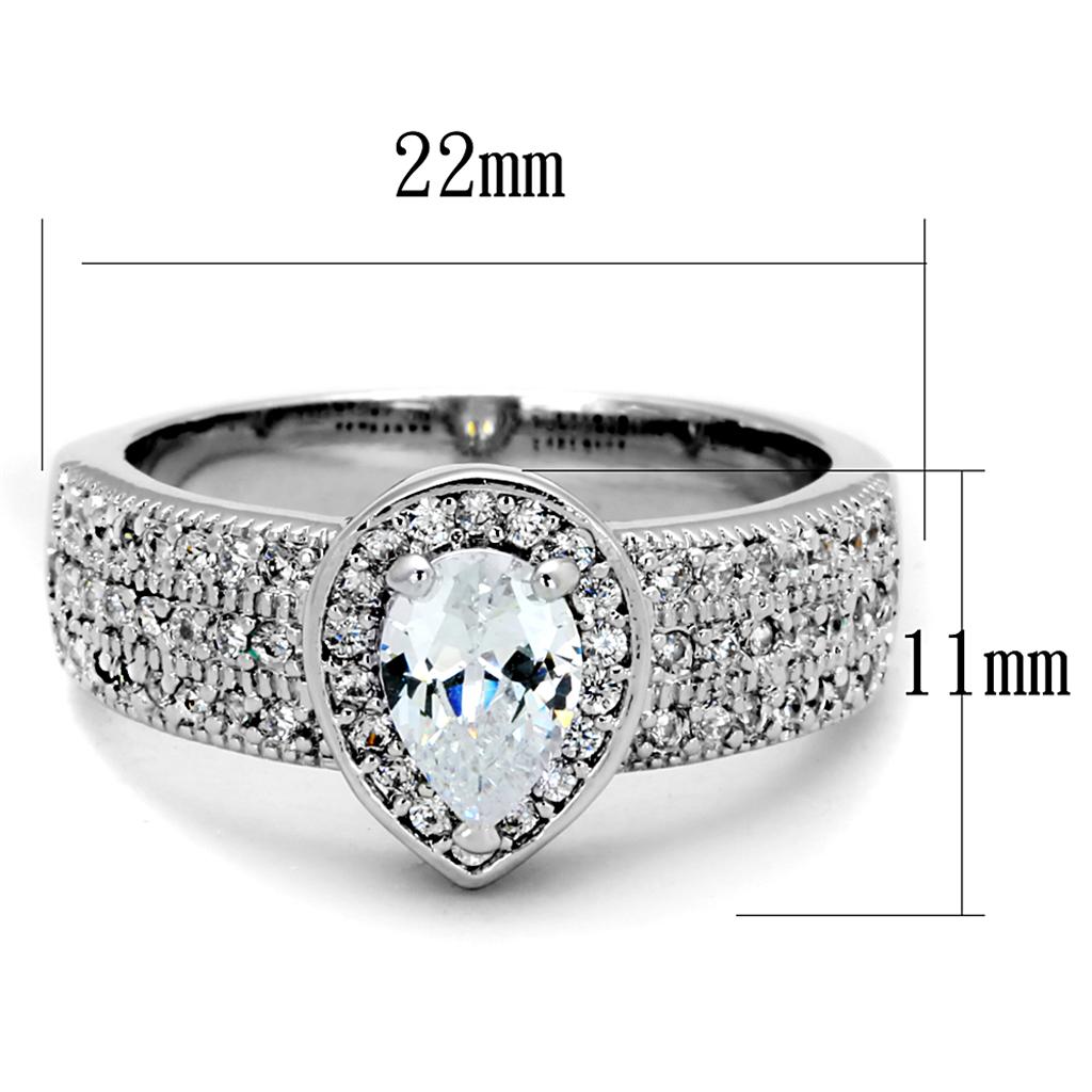 Rhodium Brass Ring with AAA Grade CZ in Clear